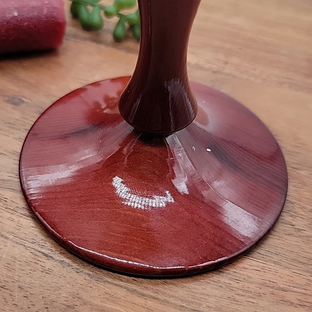 Mid-Century Atomic Redwood Candlestick Holders